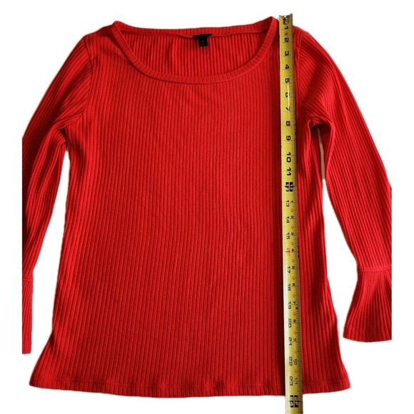 J.Crew Ribbed Bell-Sleeve Top-Cotton Blend-Belvedere Red -Size XS - Picture 4 of 7